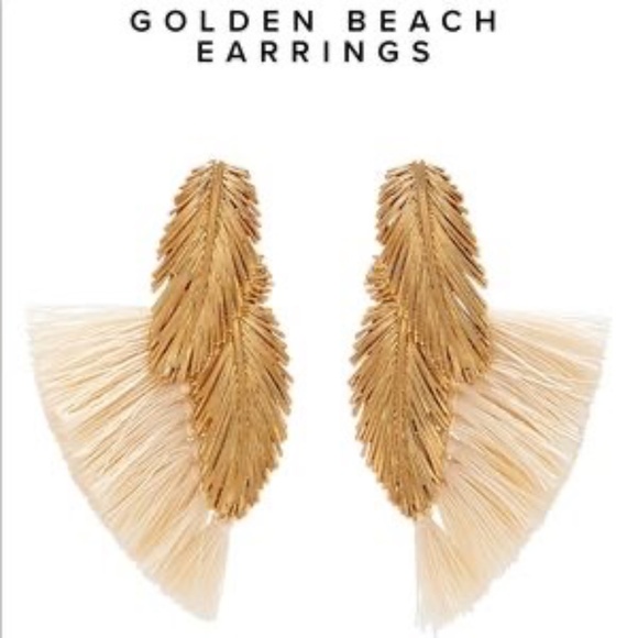 India Hicks Wild Side Golden Beach Feather Earrings. - Picture 3 of 5